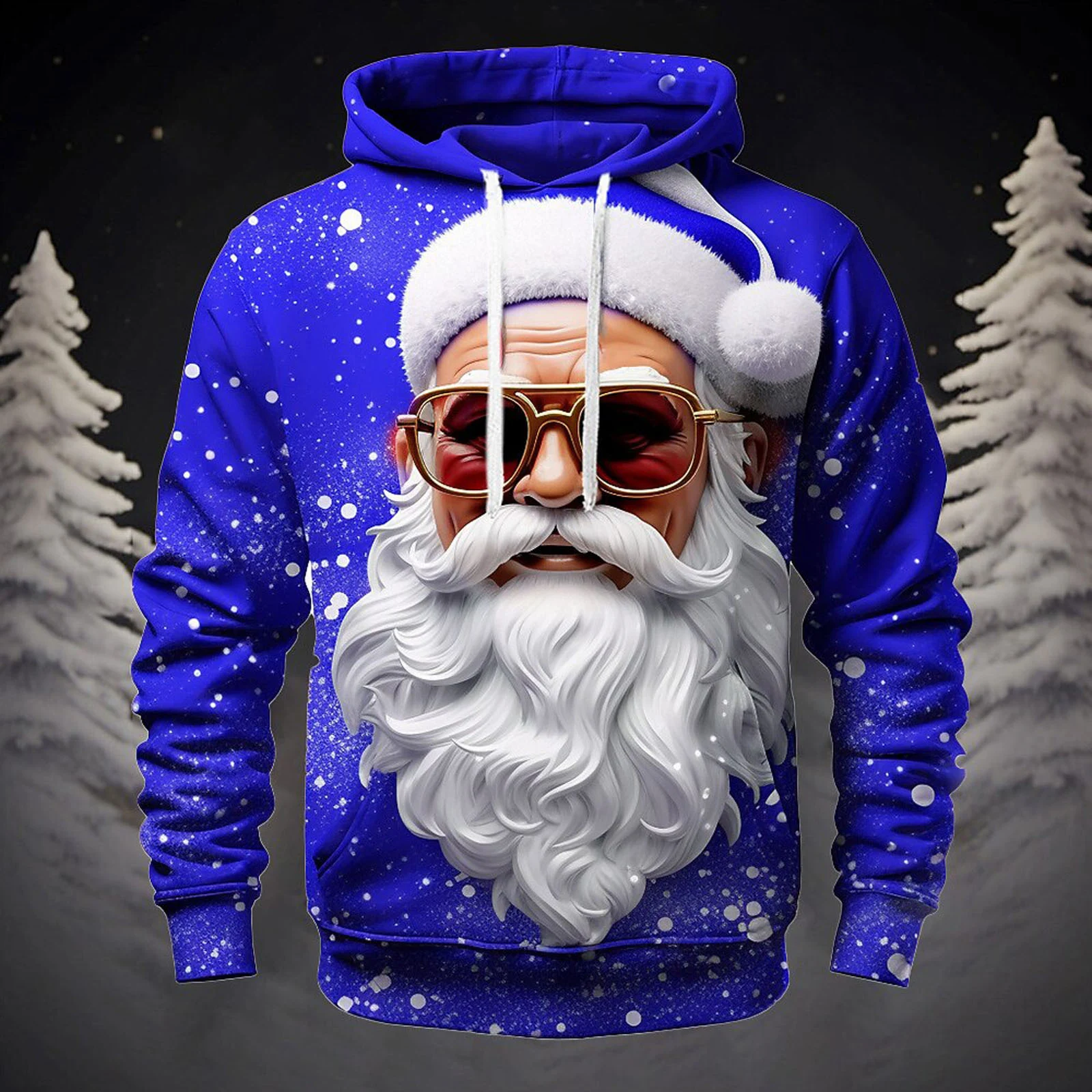 Moletom esportivo com capuz e estampa natalina para lazer, ideal para conforto e estilo festivo, perfeito para atividades relaxantes no inverno. — foto 6