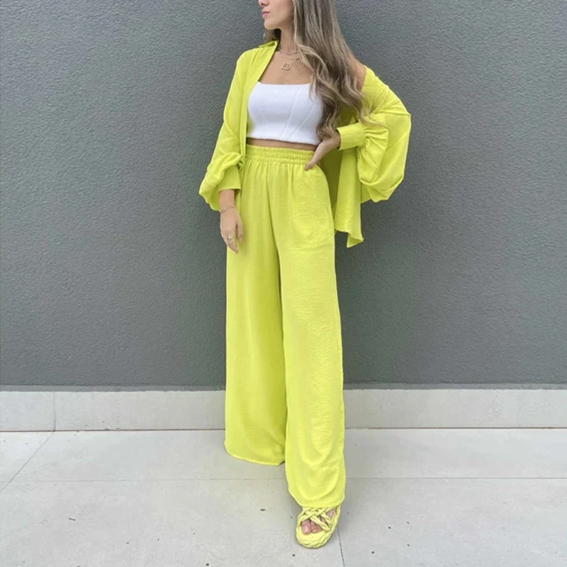 Title 3, Solid color single breasted lantern sleeve shir...