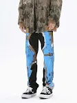 Jean homme ample graffiti avec contraste de couleurs, style décontracté et urbain, confort et design moderne, parfait pour un look tendance et branché. — photo 4