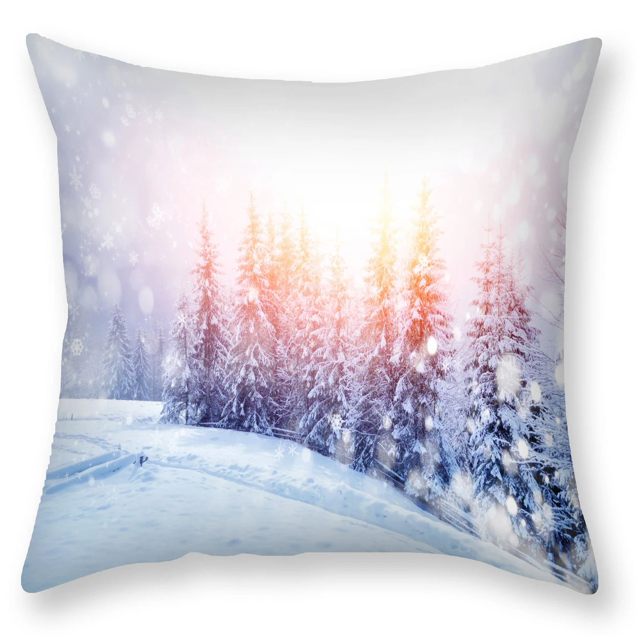 Fronha estampada de paisagem de neve escandinava para um quarto aconchegante, toque nórdico e noites tranquilas, ideal para relaxar. — foto 6