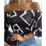 Camiseta nueva con estampado de un solo hombro para mujer — foto 2