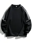 Moletom masculino japonês de primavera e outono com costuras em cores contrastantes, casual e estiloso, perfeito para o dia a dia. — foto 2
