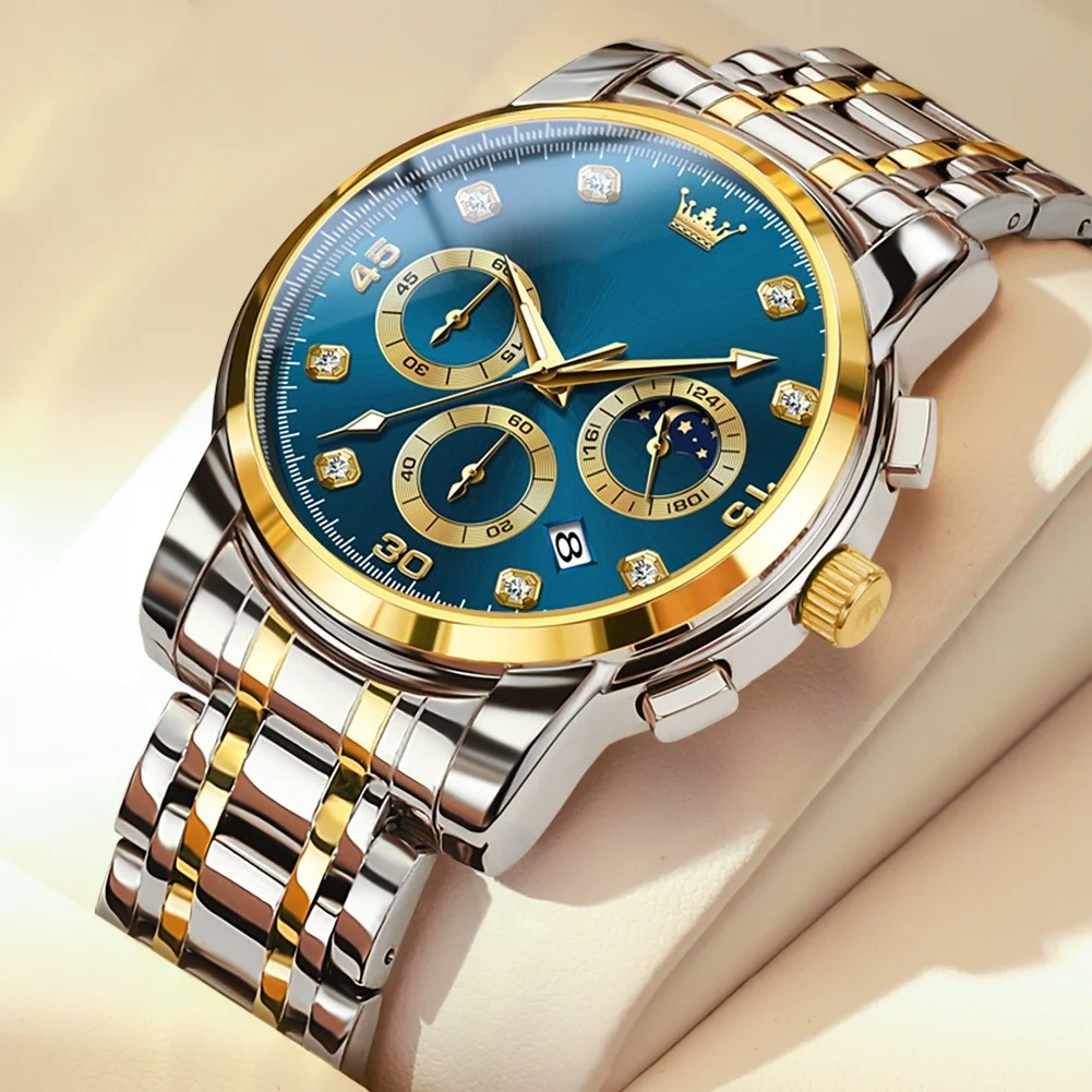 Relógio de quartzo multifuncional masculino de metal, sucesso de vendas. Design moderno e elegante, resistente e perfeito para o dia a dia. — foto 1
