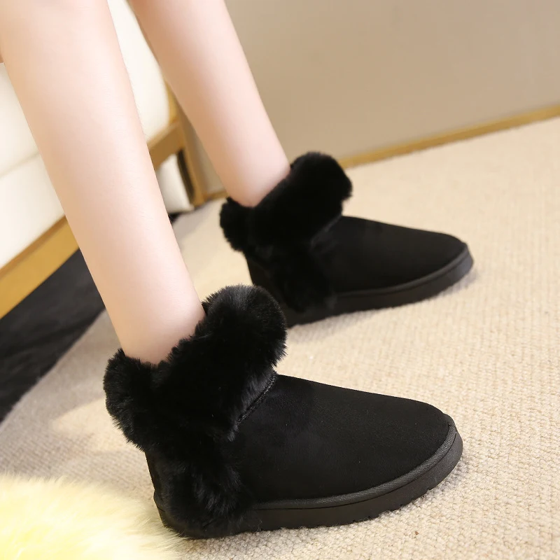 Women's Snow Boots for Students Winter Warm Slip On Fluffy Platform Comfy Fleece Ankle Boots Non-slip Plush Cotton Shoes — photo 1