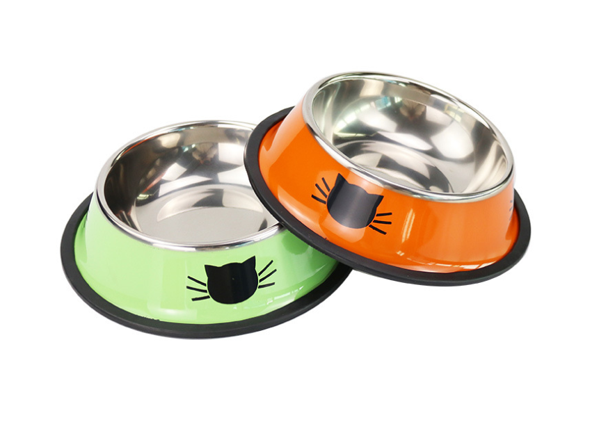 Title 1, Color stainless steel cat bowl, non-slip and du...