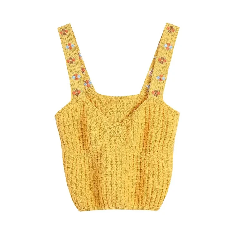 Title 10, Top lavorato a maglia da donna con ricamo flore...