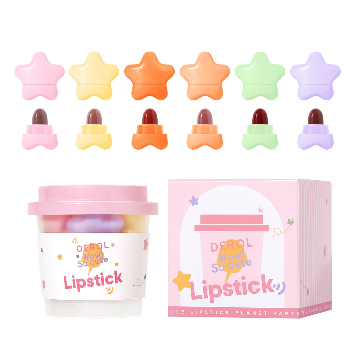 Matte Set Star Candy Mini Lipstick w kapsułce, matowe wykończenie. Intensywny kolor i trwałość. Idealny do torebki, dla pięknych i gładkich ust. — zdjęcie 4