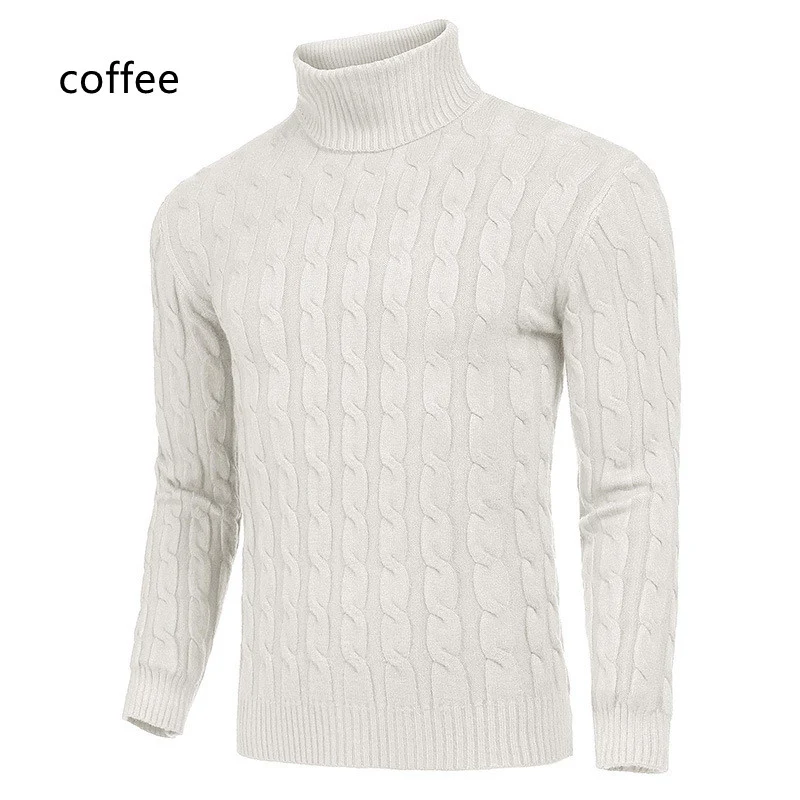 Title 4, Mens Sweater Long-sleeved Knitted Turtleneck B...