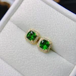 Natuurlijke diopsiet oorstekers S925 zilver. Verfraai je look met deze prachtige, elegante en tijdloze oorbellen, ideaal voor dagelijks gebruik. — foto 10