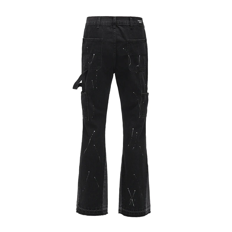 Men's flared trousers with splash ink stitching and deconstructed details, offering a unique and stylish look for men. — photo 1