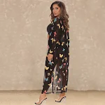 Women's Fashion Mesh Print Swimsuit Three Piece Shawl, perfect for beach or pool, stylish and comfortable, provides sun — photo 4