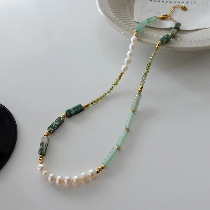 Colar de pérolas de pedra natural feminino vintage duplo, adicione um toque de elegância atemporal ao seu visual diário. — foto 36