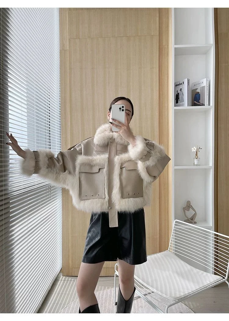 Title 2, Sense Fox Fur Stitching Leather Coat. Experienc...