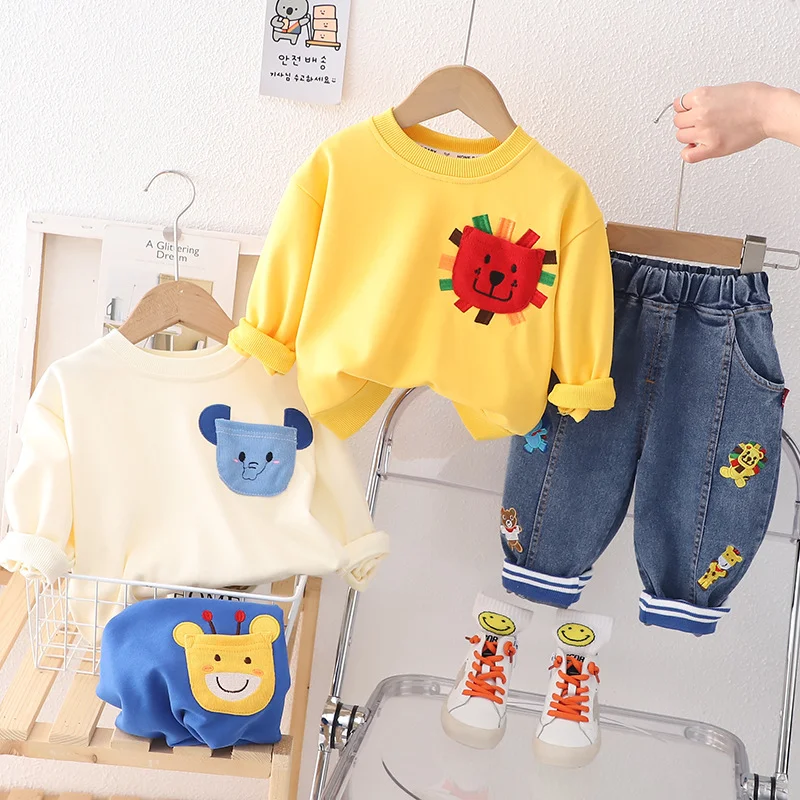 Children's Baby Cartoon Sweater Long Sleeve Pants Two-piece Set, comfortable and adorable outfit for babies and toddlers — photo 23