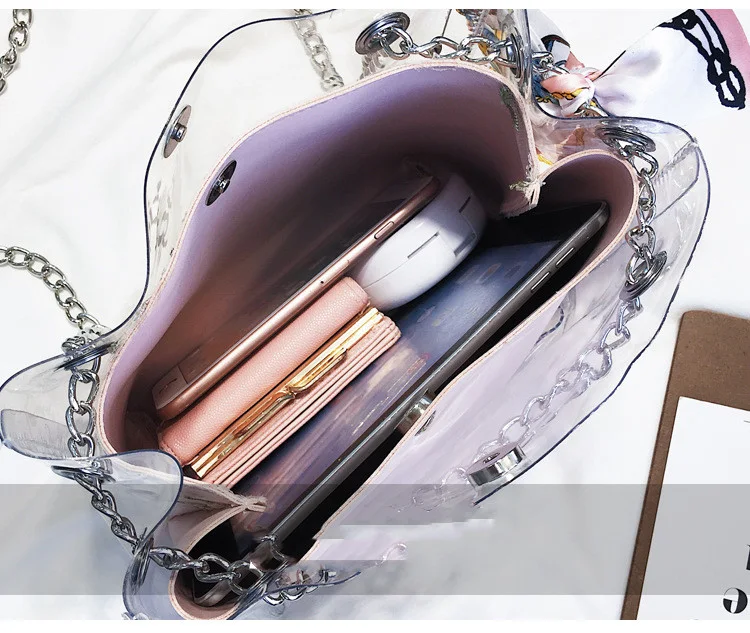 Transparante Jelly Bag met Ketting voor Dames, Modieuze Schoudertas, Ideaal voor Zomer en Uitgaan, Lichtgewicht en Waterdicht — foto 2