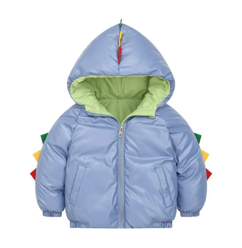 Verdikte cartoon dinosaurus gewatteerde jas voor kleine en middelgrote kinderen, warm en comfortabel voor de winter. — foto 4