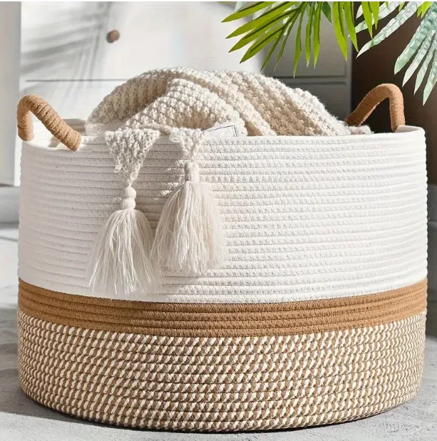 Title 1, Japanese Cotton String Dirty Clothes Basket Rou...