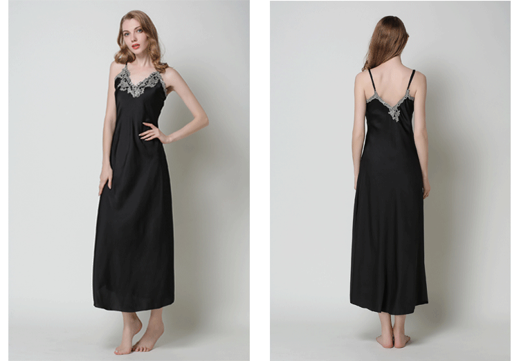Title 2, Faux silk lace sexy V-neck long suspender night...
