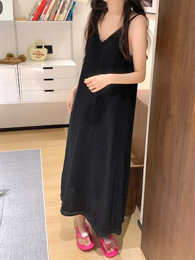 Title 1, V-neck Comfortable Suspender Skirt Pure Cotton ...