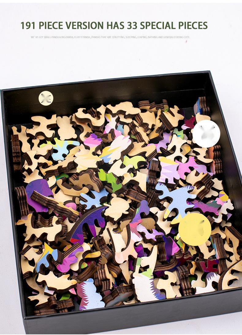Title 1, Puzzle in legno irregolare Panda Arcobaleno all...