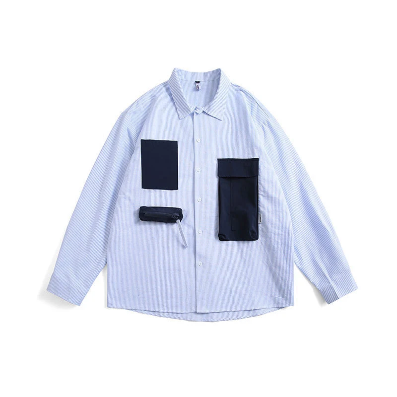Title 4, Japanese Trend Casual Pocket Cargo Shirt for Me...
