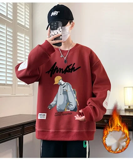 Title 11, Youth Fleece-lined Thickened Mens Sweater Autu...