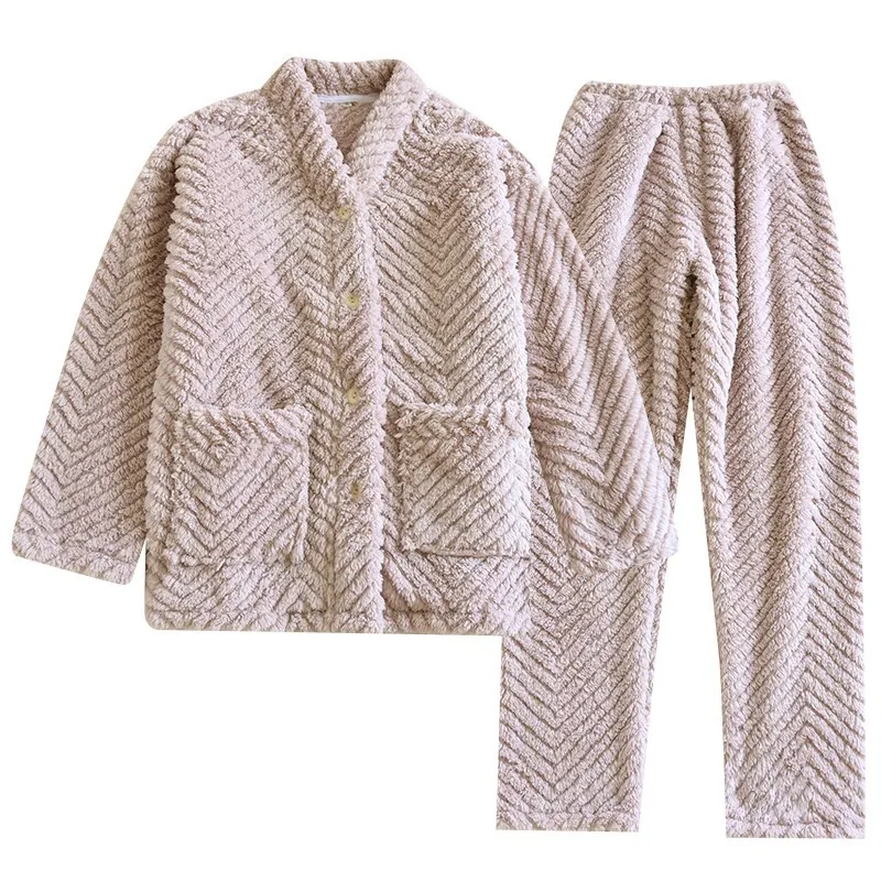 Title 3, Round Neck Solid Color Flannel Fleece-lined Thi...
