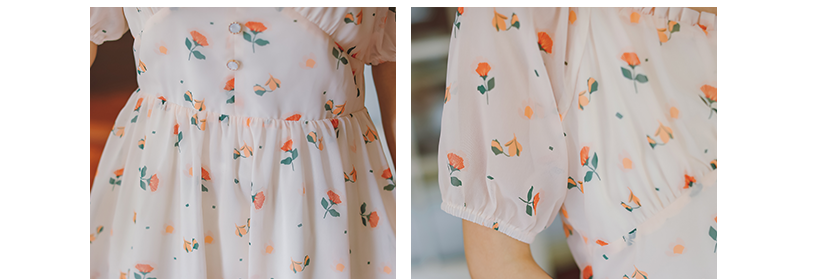 Title 2, Vestido de chiffon floral francês First Love fe...