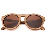 Occhiali da sole rotondi in legno di bambù polarizzati. Design elegante, protezione dai raggi solari e stile unico per un look impeccabile. — foto 1