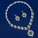 Conjunto colar e brincos com pingentes de gotas de água de zircônia e cores vibrantes, adorno do Oriente Médio, elegância. — foto 20