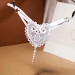Vintage Pearl Hartje Versierde String voor Vrouwelijke Verfijning. Ervaar Comfort en Elegantie met Dit Exclusieve Lingerie-Stuk. — foto 3