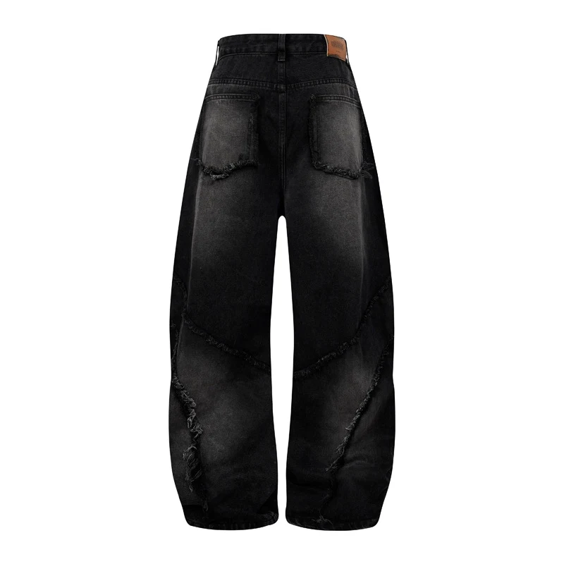 Zware Industrie Gewassen Jeans Broek, Oude Stijl, Recht en Los, Brede Pijpen, Lange Zoom, Comfortabel en Stoer voor Dagelijks Gebruik. — foto 1
