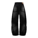 Zware Industrie Gewassen Jeans Broek, Oude Stijl, Recht en Los, Brede Pijpen, Lange Zoom, Comfortabel en Stoer voor Dagelijks Gebruik. — foto 1