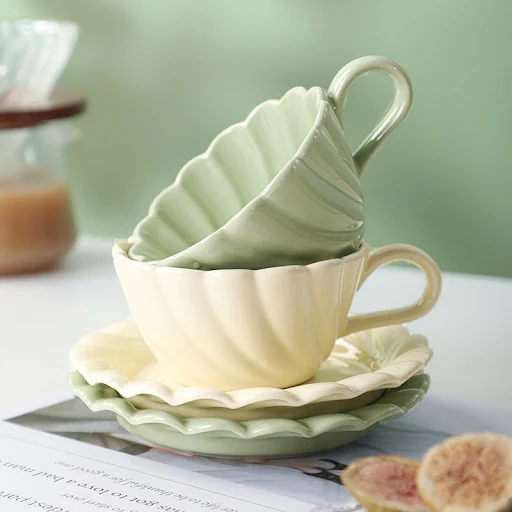 Title 3, Cream Style Ceramic Coffee Cup Set for Restaura...