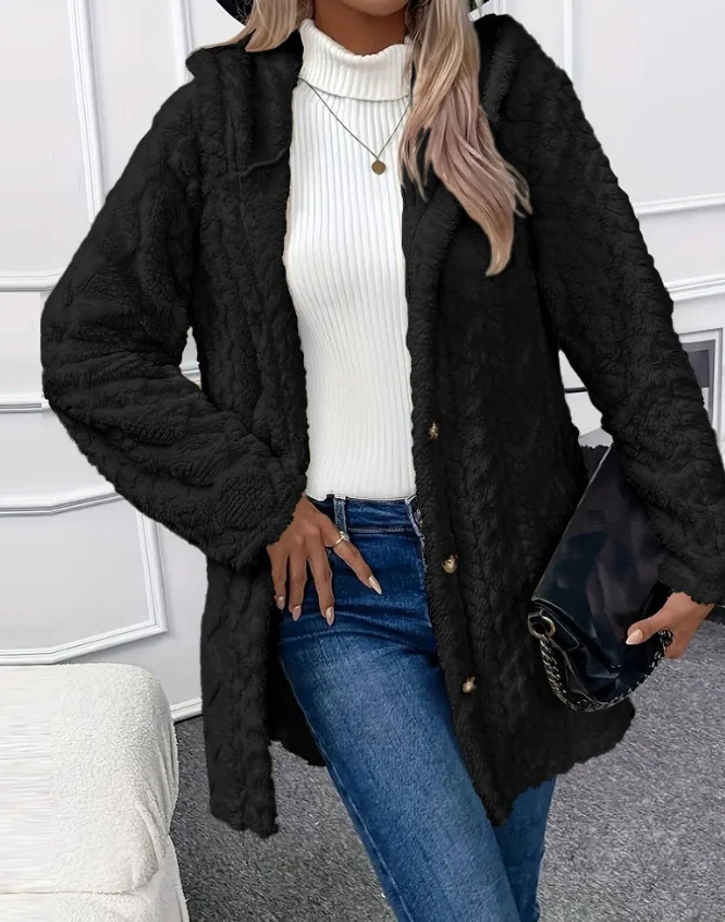 Title 21, Womens Hooded Cardigan Button Long Jacket, Win...