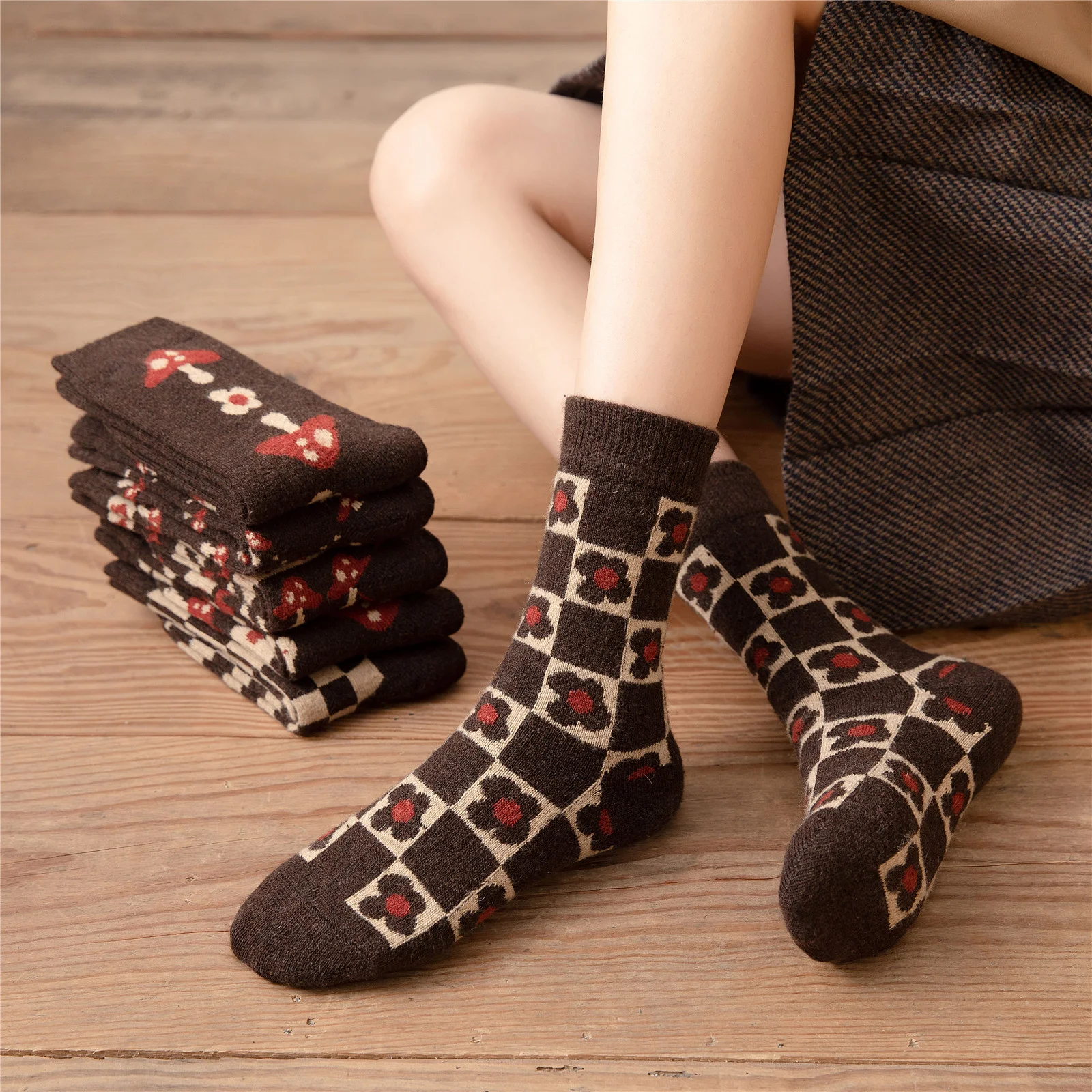 Title 5, Medium Tube Thickened Brown Small Mushroom Wool...