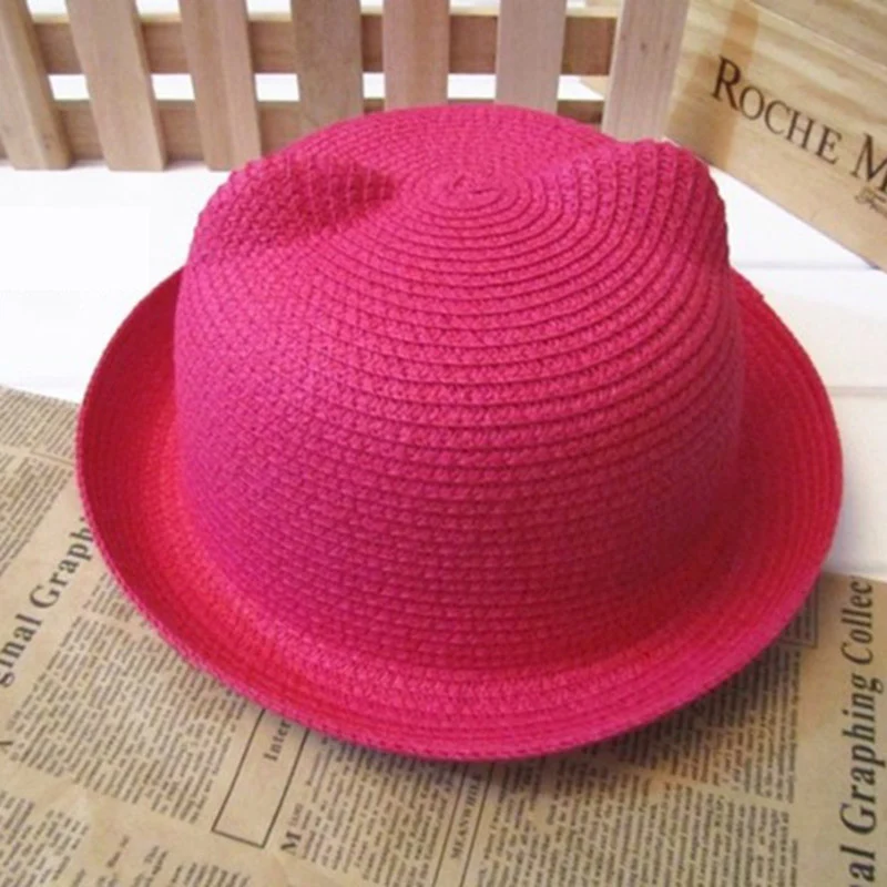 Title 4, Cute Cat Ears Straw Hat Sunhat, providing styli...
