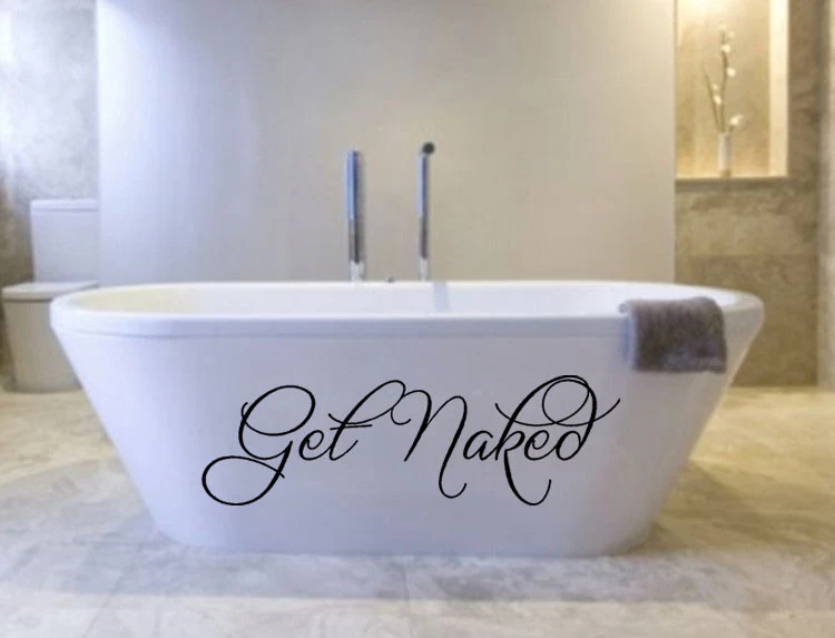 English Get Naked Proverbs Bathroom Carved Wall Sticker, add a touch of humor and style to your bathroom decor with this — photo 4