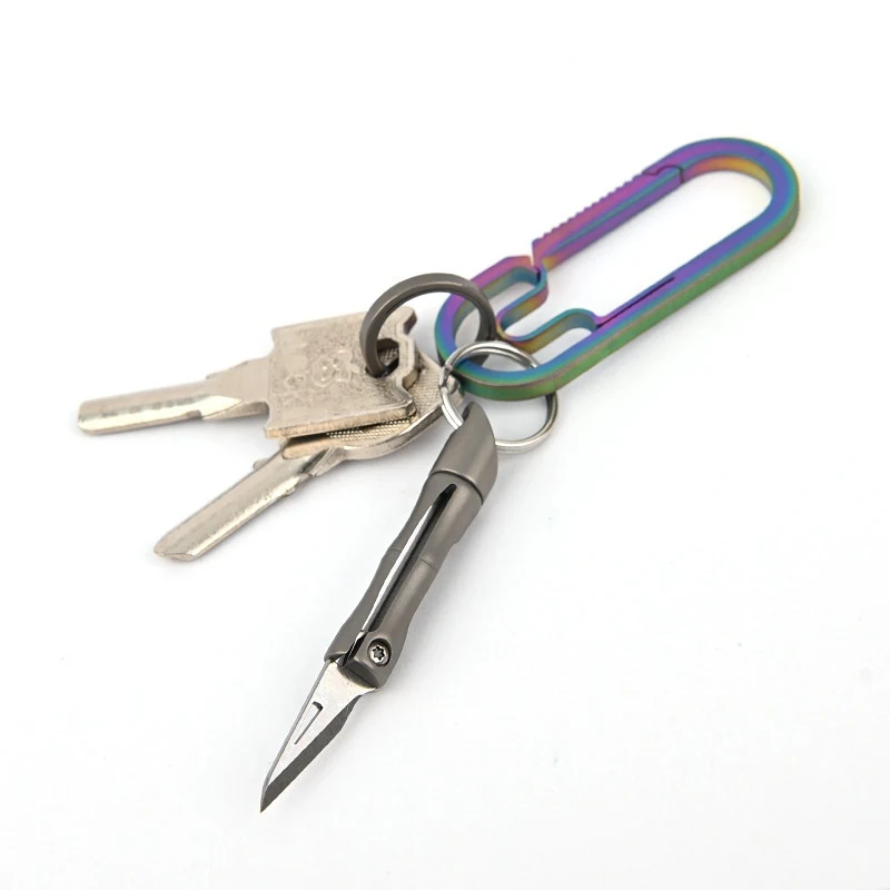 Title 4, Mini portable folding knife with bamboo keychai...