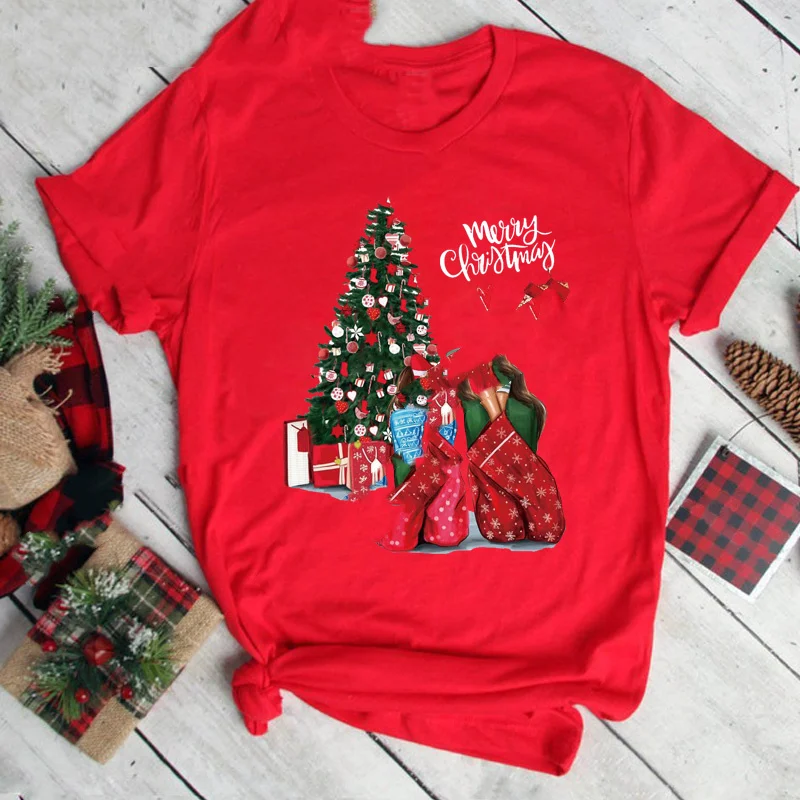 Title 5, Camiseta Vermelha de Natal para Amigas Estampa ...