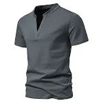 Camiseta masculina com decote em V profundo, manga curta e tecido elástico. Camisa de baixo para usar por baixo de outras roupas, confortável e moderna. — foto 2