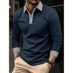 Herren Langarm Polo Shirt mit Farbakzenten, lässiger Stil, atmungsaktives Material für optimalen Tragekomfort, ideal für Freizeit und Alltag. — foto 1
