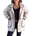 Casaco de lã dupla face para mulheres, outono e inverno, com gola de terno elegante, ideal para um visual sofisticado e confortável — foto 5