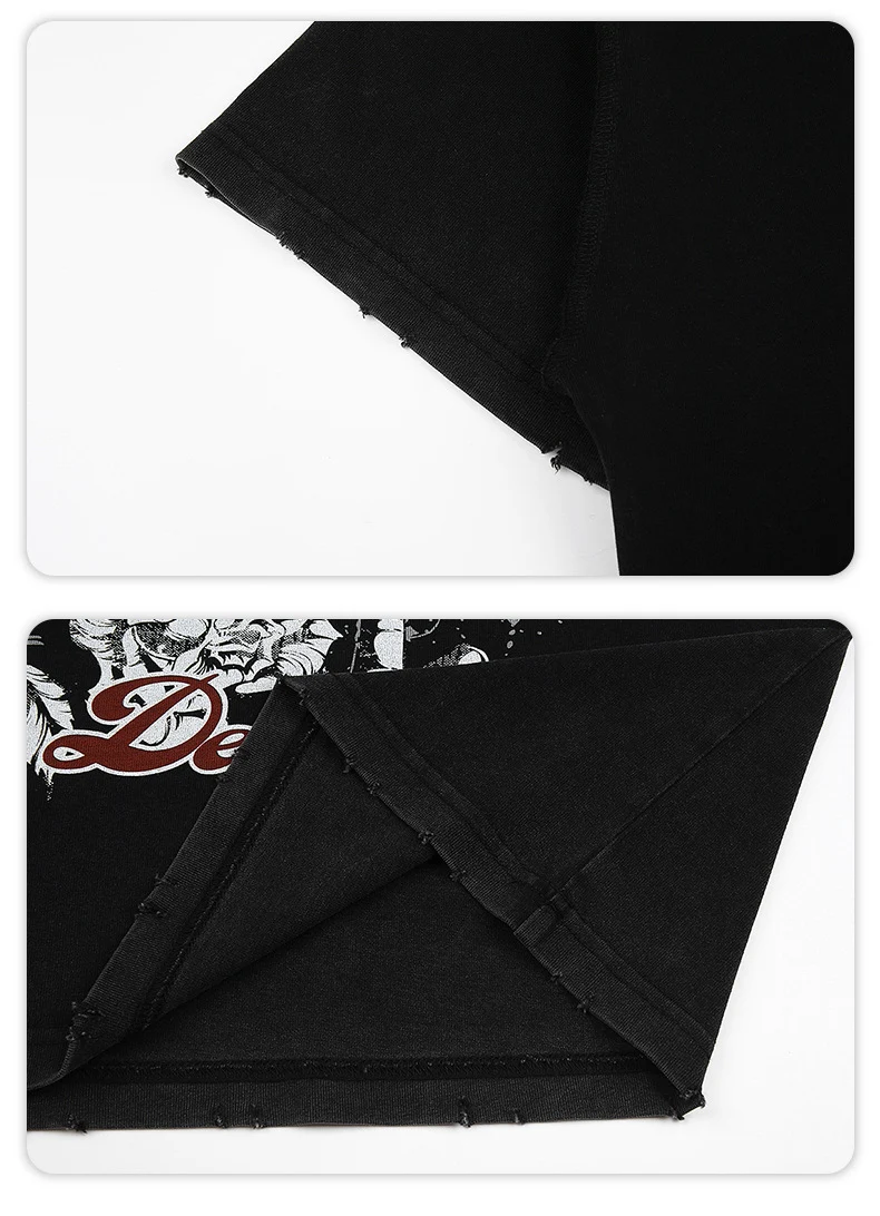 Camiseta masculina solta de manga curta com estampa de caveira street. Conforto e estilo para o dia a dia, perfeita para um visual despojado e moderno. — foto 4