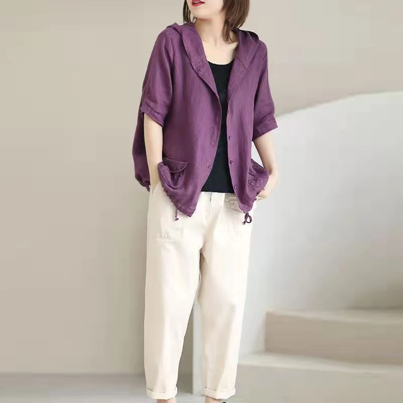Title 5, Womens Large Loose Vintage Cotton and Linen Ca...