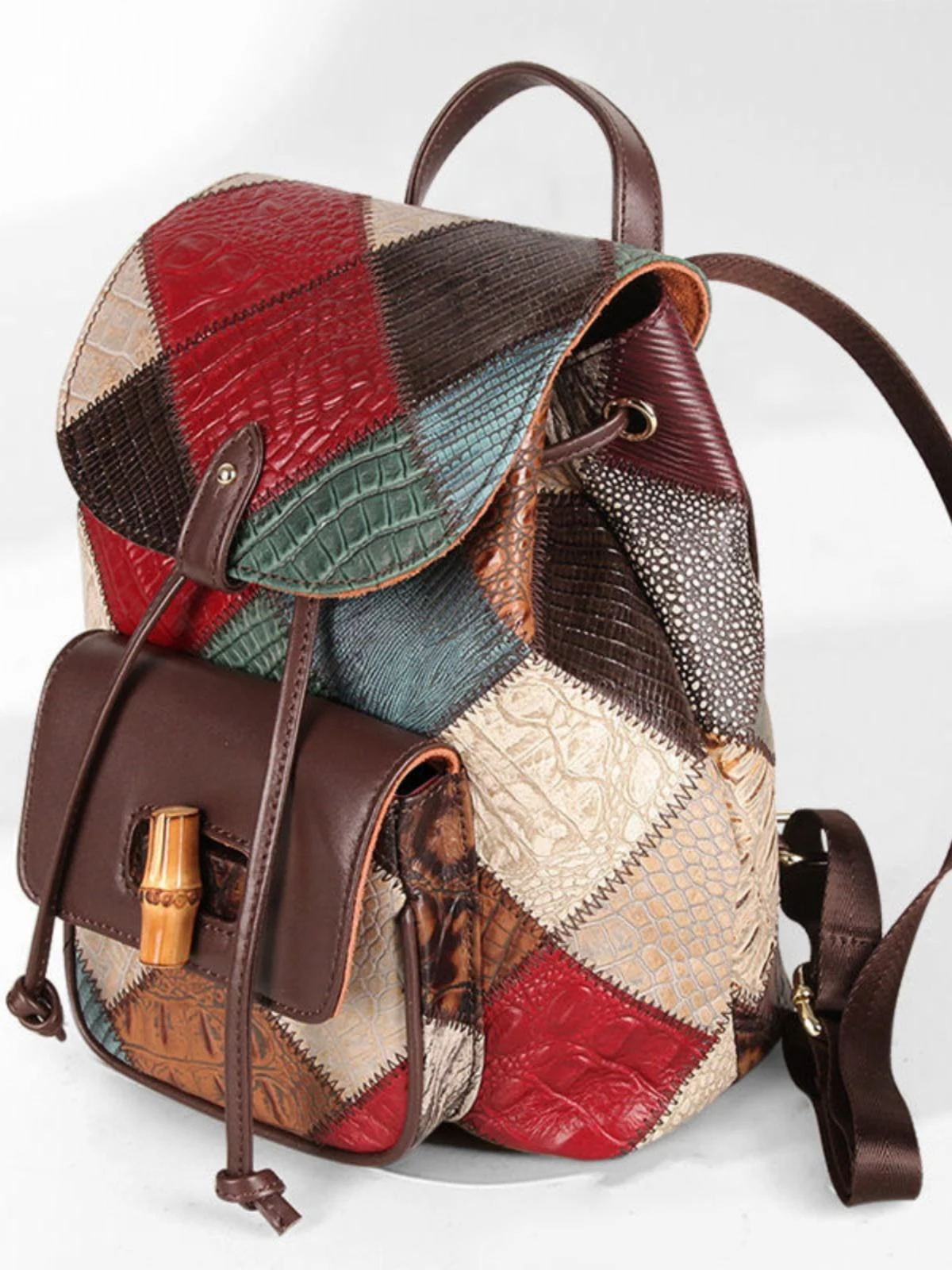 Title 2, Womens Drawstring Fashion Travel Leather Backp...