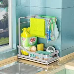 304 Stainless Steel Kitchen Drain Basket Storage Rack Rustproof sink organizer Provides efficient drying space for dishe — photo 7