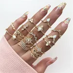 Conjunto de anéis com pingente de diamante de 17 peças para um brilho deslumbrante. Crie looks únicos e cheios de estilo. — foto 5