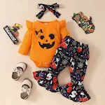 Roupa de Halloween para bebê Manga Longa Calças Flare Estampa Grimace Abóbora Fantasma Confortável e Divertido — foto 2