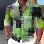 Camisa masculina com estampa musical, gola alta casual e manga longa. Conforto e estilo para o dia a dia, perfeita para um visual moderno e cheio de personalidade. — foto 19